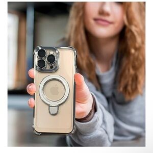 Clear iPhone16 Pro Max Case MagSafe Ring Shockproof Slim Protective Cover